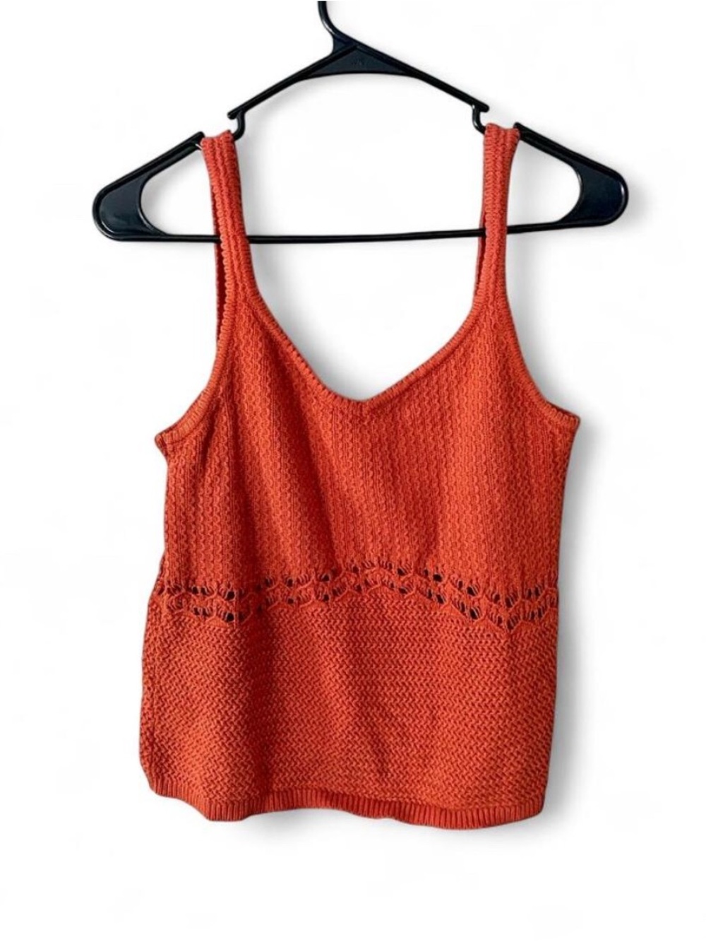 Old Navy Burnt Orange Sweater-Knit Pointelle Tank Top Size Medium